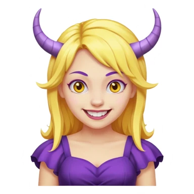  yellow hair girl with evil horns and purple dress sticker
