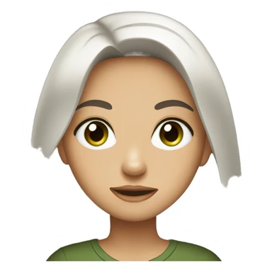 Girl with long black hair and green eyes in brown shirt sticker