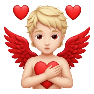 Cupido rodeado de corazones  mostrando sus alas y su arco   sticker