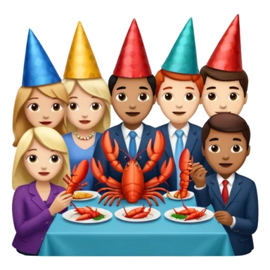 Too many people eating lobster at a family party sticker