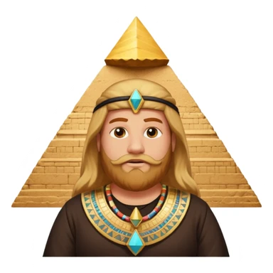 fat male blond reddish long hair agent with three-day-beard in egypt with pyramid. sticker