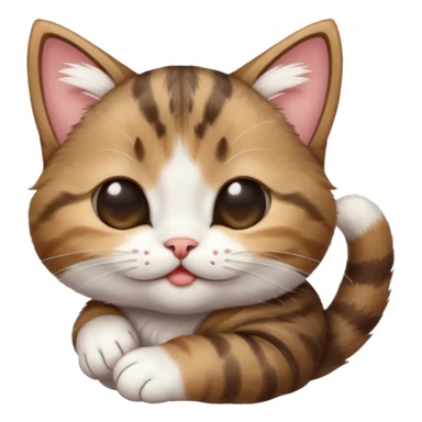 dark brown tabby and white kitten in funny positions upside down with eyes closed sticker