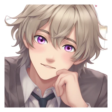 Gorgeous romantic hot attractive anime style modern gentlemanly anime shojo guy with long pretty lustrous hair and colorful eyes and blushing face aesthetic trending style  pastelcore cottagecore kawaiicore sticker