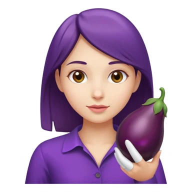 girl holding brinjal sticker