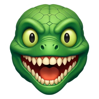 Reptilian humanoid, sharp teeth, small horror emoji, no background sticker