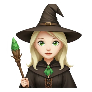 witch with a hat and a broomstick sticker