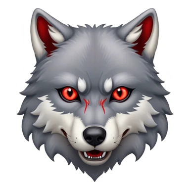 Evil Aggressive Grey Wolf with red eyes sticker