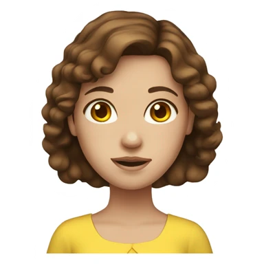 girl with brown hair, blue eyes, freckles and yellow dress sticker