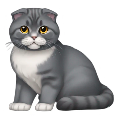 all dark grey Scottish Fold Cat broken ear long hair sticker