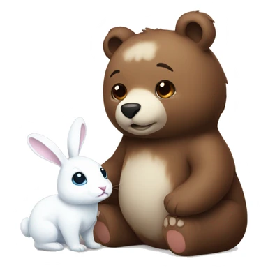 Brown bear and white bunny cute sticker