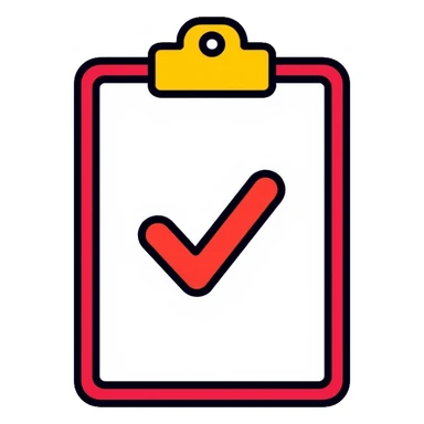 clipboard with checkmark, job finished, completed task sticker