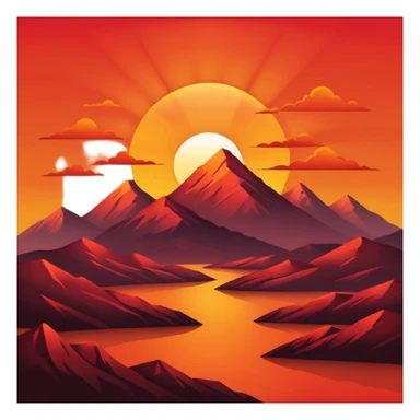 the sun setting behind the mountains sticker
