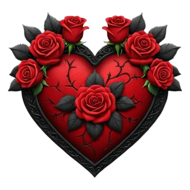 gothic heart with dark roses sticker