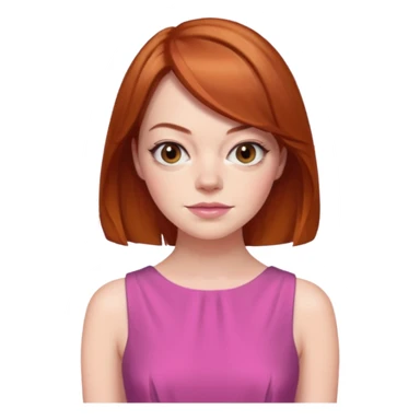 Emma Stone, orange brown hair, pink dress sticker
