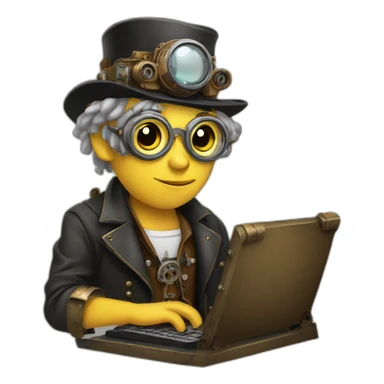 steam punk computer programmer sticker