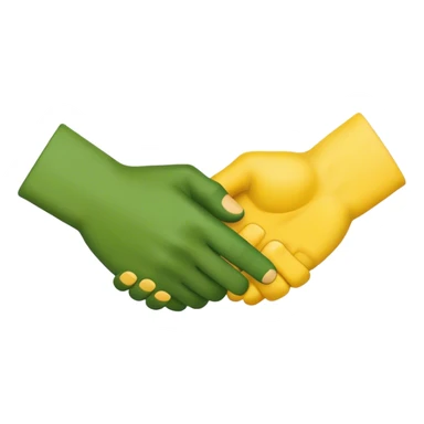 green hand and yellow hand, handshake sticker
