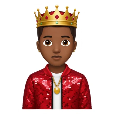 King Combs with dark brown hair, red sequin outfit sticker