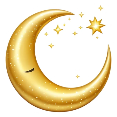 GOLDEN crescent moon with sparkles sticker