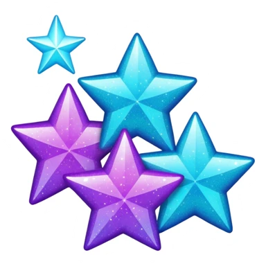 glitter purple and cian 3 stars  sticker