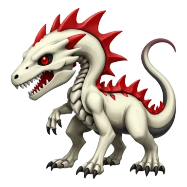 Shiny White Evil Glowing Eldritch Skeletal Creepy Edgy Badass Cool Marowak-Salandit-Duskull-Darkdramon-fusion with bloody red markings sticker