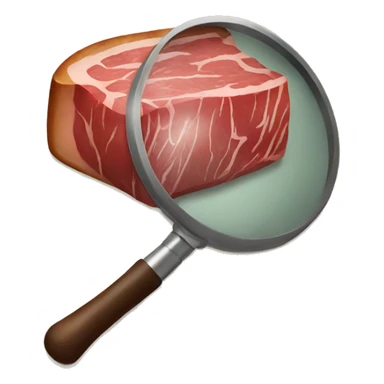 search icon with steak magnified inside sticker