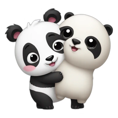 cute panda and big llama hugging sticker