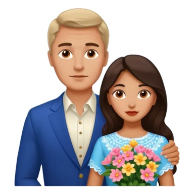 Couple traveling in Montenegro russian man and elegant  Latina girl delicate flowers and mountains in the background  sticker