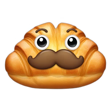 croissant with moustache sticker