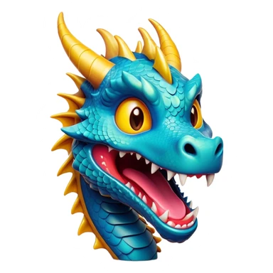 Cinematic Comical Dragon Portrait Emoji, Head tilted dramatically with an exaggeratedly amused expression, featuring a striking, glossy scaled body with bold, angular details and wide, expressive eyes brimming with playful disbelief; rendered with vibrant, lifelike textures and natural shadows, high shine, dramatic yet playful, styled with an air of cheeky mythical mischief, soft glowing outline, capturing the essence of a spirited and over‐the‐top dragon that looks ready to breathe fire into viral fame! sticker