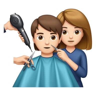 Corte de cabello con tijeras y secadora  sticker