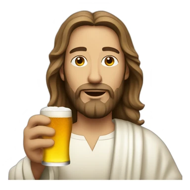 White Jesus drinks beer sticker