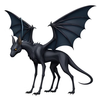 thestral: Winged horses visible only to those who have witnessed death and understand its significance. Can u make it thinner? Like an achal tekkine? Long legs, wings like from a bat sticker