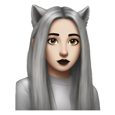 White fair skin, woman, feminine, straight hair in a wolf haircut, black coloured hair, grundge aesthetic, beautiful face, British, stylist, aesthetic sticker
