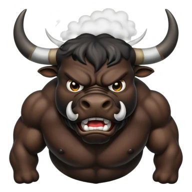Emoji of an angry black powerful bull with steam coming out of its nose sticker