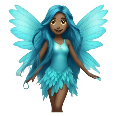 Beautiful, fairy, blue, turqoise, long hair, big wings sticker