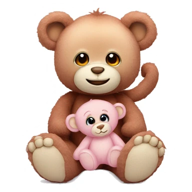 Light pink teddy bear with monkey teddy same size sticker
