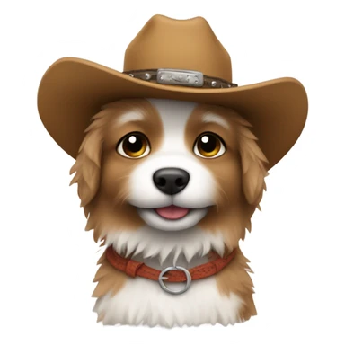Small fluffy Dog with cowboy hat  sticker
