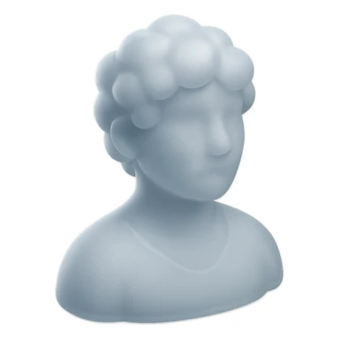 front view portrait of a person made entirely of white fluffy convex clouds, shoulders up, matte glass style sticker