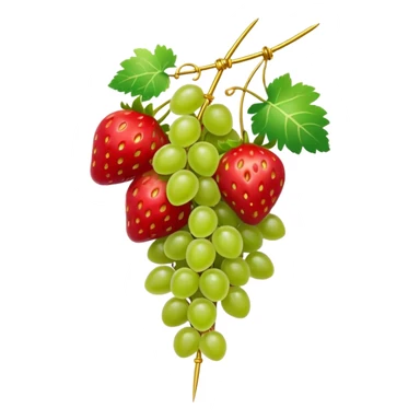 A tanghulu skewer of green grapes and strawberries sticker
