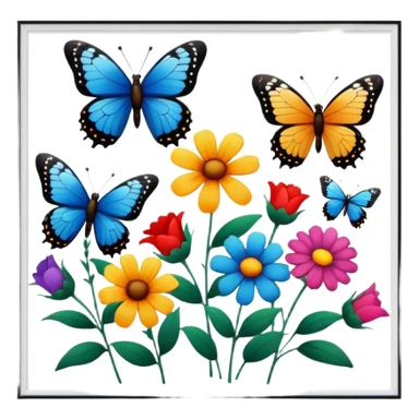 flowers butterflies frame certificates for kids sticker