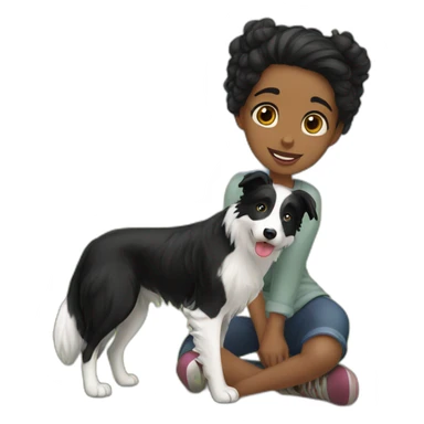 Girl with border collie sticker