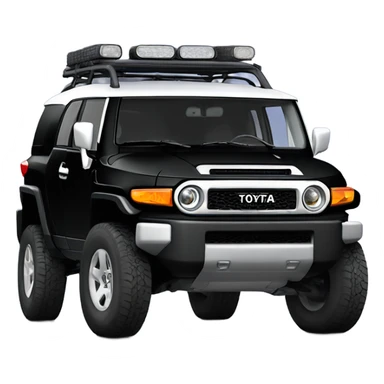 Black Toyota FJ cruiser with big all terrain tires sticker