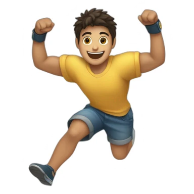 joven muchacho festejando con los brazos hacia arriba feliz sticker