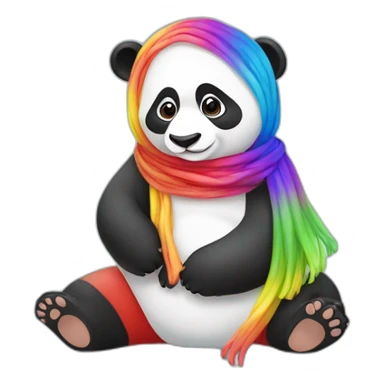 Rode panda met nog een rode panda en allebei een Rainbow sjaal om sticker