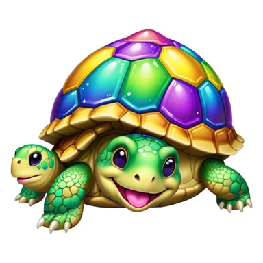 Rhinestone Turtle sticking its tongue out in rainbow at Mardi Gras  sticker