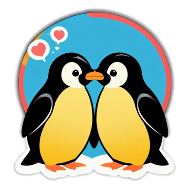 Penguin kissing bee  sticker