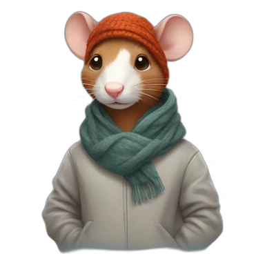 redhead rat with a scarf and a hoodie sticker