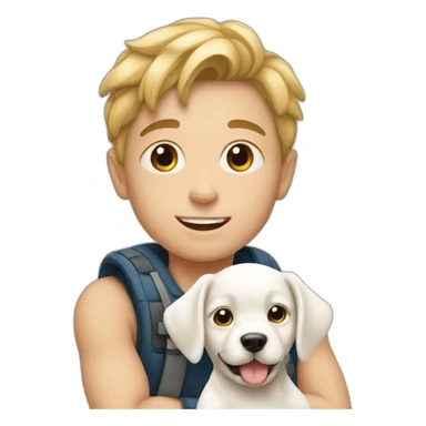 white kid with puppy sticker