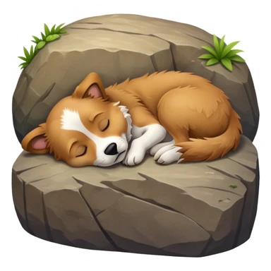 Dog sleeping on a rock sticker