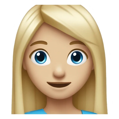 girl with long blonde hair with fringe no hairstyle and blue eyes welcoming happy sticker